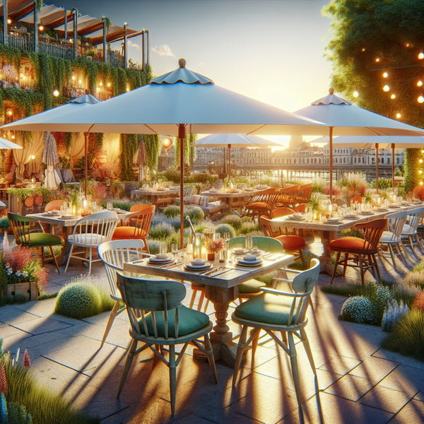 Restaurant Außenbereich im Sonnenuntergang